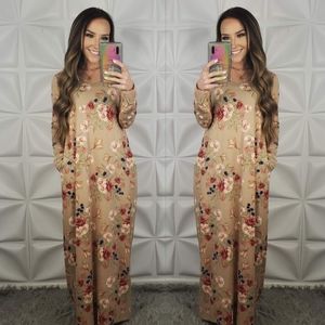 Taupe Floral Maxi Dress Medium